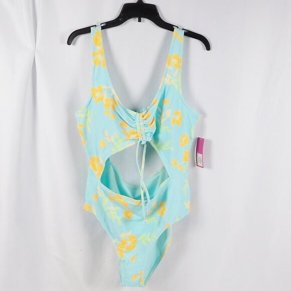 Ninety-Nine NWT Ruched Cutout Swimsuit One Piece  Size XXL Juniors Floral - Picture 2 of 7